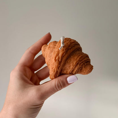 Bougie sculpturale en forme de croissant, Bougie décorative en forme de pâtisserie