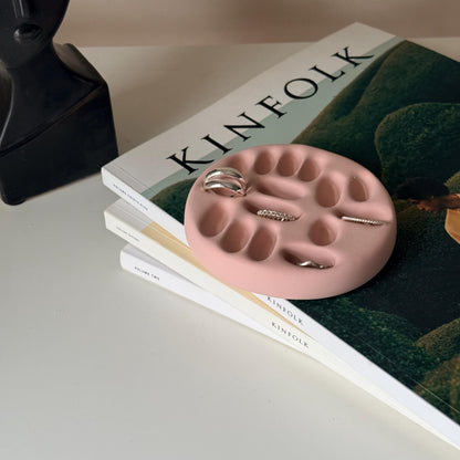 Plat Organisateur Bague Minimaliste | Plateau Sculptural en Jesmonite