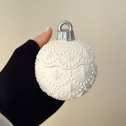 Bougie Ornement de Noël Hivernal – Décoration Sculpturale de Fêtes, Bougie Artisanale en Cire de Soja