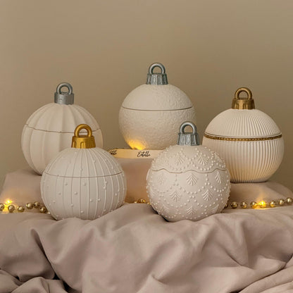 Bougie Ornement de Noël Hivernal – Décoration Sculpturale de Fêtes, Bougie Artisanale en Cire de Soja