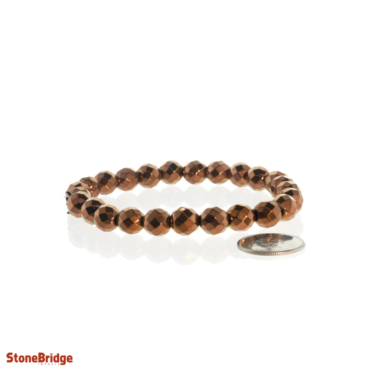 Hematite Faceted Copper Round Bracelet - 8mm