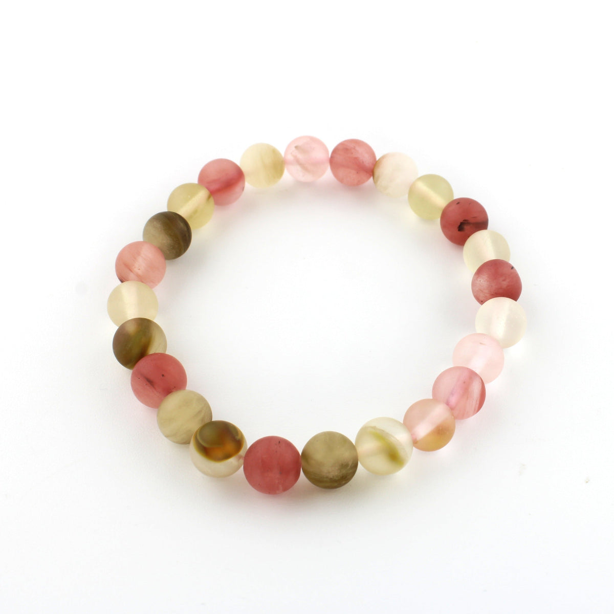 Watermelon Quartz Matte Round Bracelet - 8mm