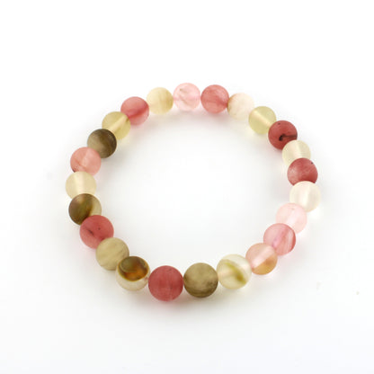 Watermelon Quartz Matte Round Bracelet - 8mm