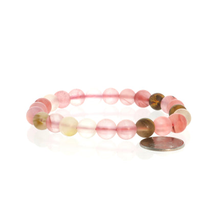 Watermelon Quartz Matte Round Bracelet - 8mm