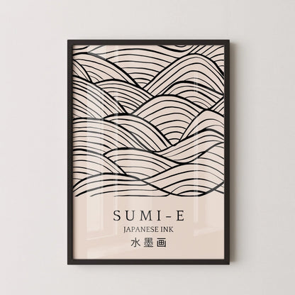 Impression d'art Sumi-E : Coups de pinceau japonais à l'encre, qualité Giclée