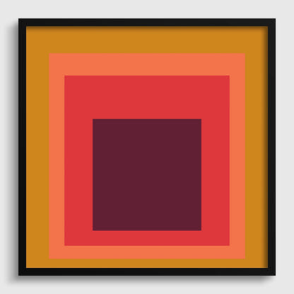 Inspiré par l'estampe numérique « Split Peach » de Josef Albers : Art moderne du milieu du siècle « Hommage au carré »