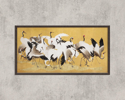 Ishida Yutei Cranes Art: Vintage Japanese Panoramic Giclee Print