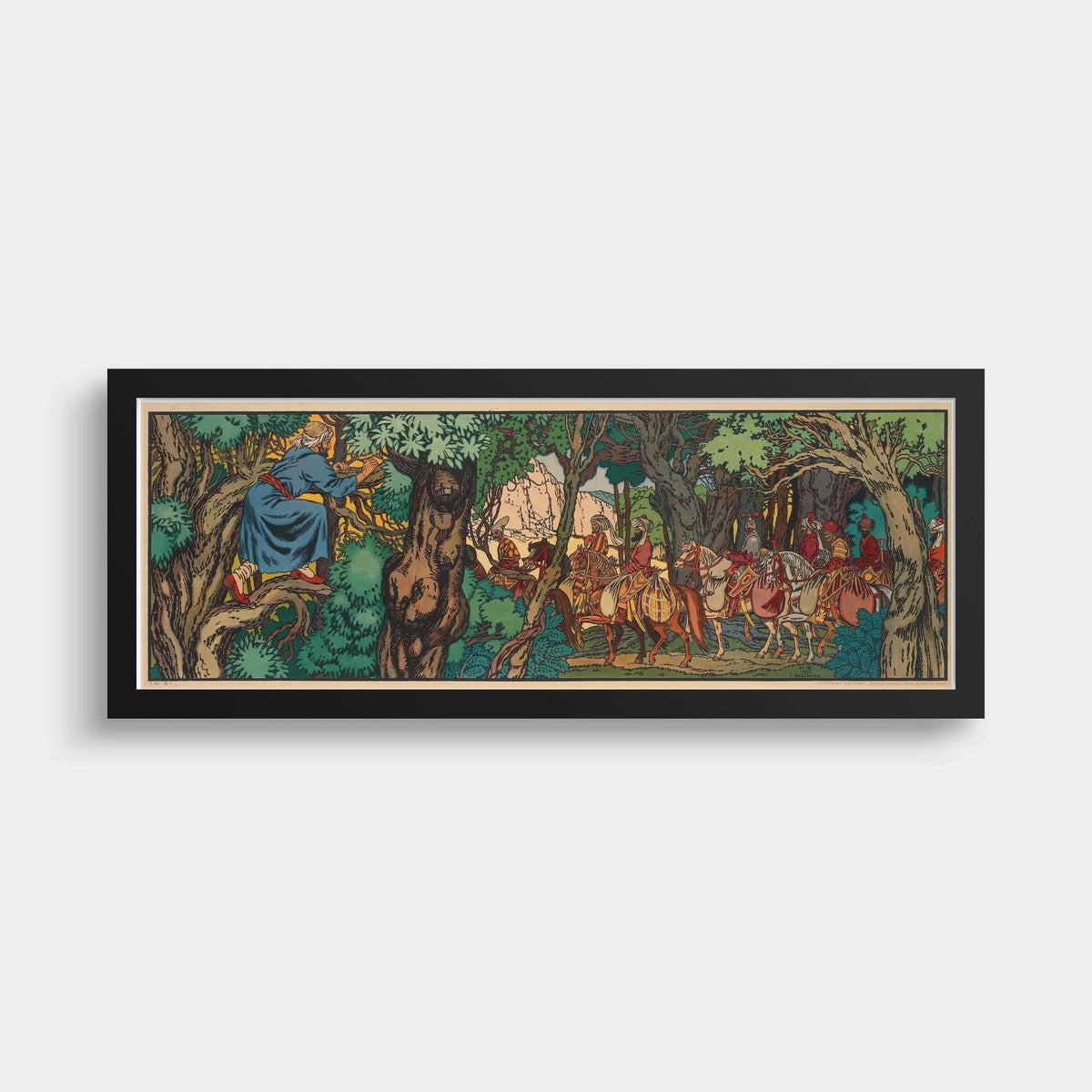 Ivan Bilibin - The Hunt  | An Enchanting Super Wide Vintage Fairytale Artwork (available handframed or unframed) 3x1