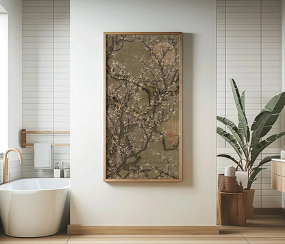 Jakuchu Ito White Plum Blossoms Giclee Print: Vintage Asian Botanical Art