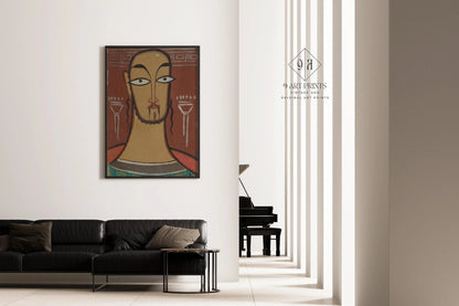 Jamini Roy - Christ (Jishu) | Art Bengali (disponible encadré à la main ou non encadré)