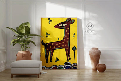 Jamini Roy - Fawn (Horinchhana) | Bengali Art (available handframed or unframed)
