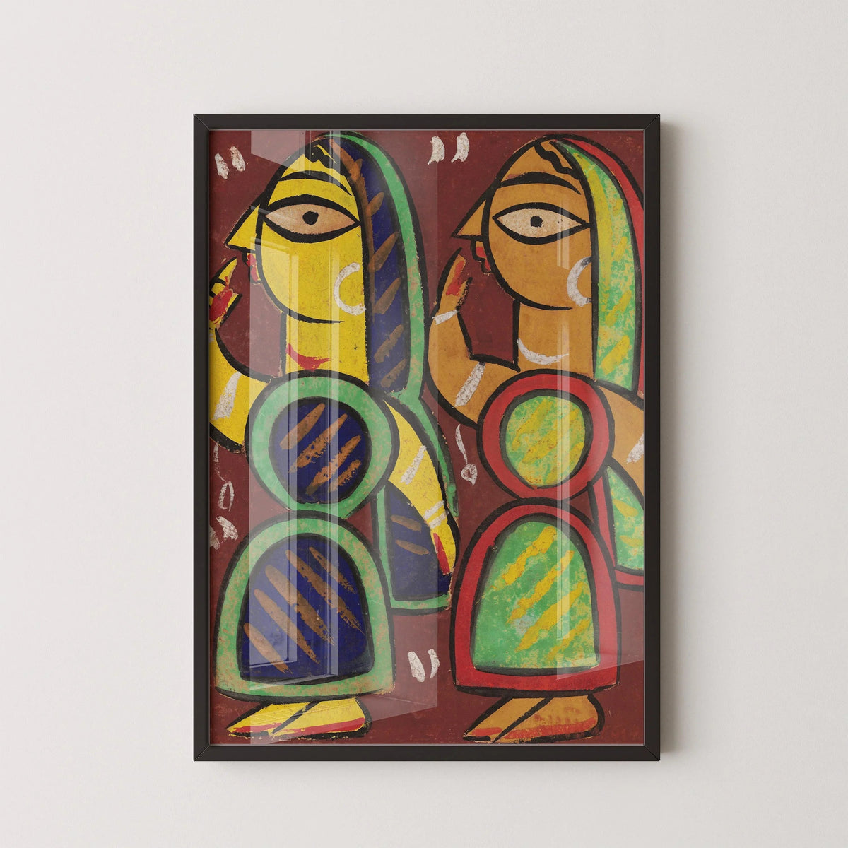Jamini Roy - Sans titre | Art bengali célèbre (Bengale occidental, Inde) (disponible encadré à la main ou sans cadre)