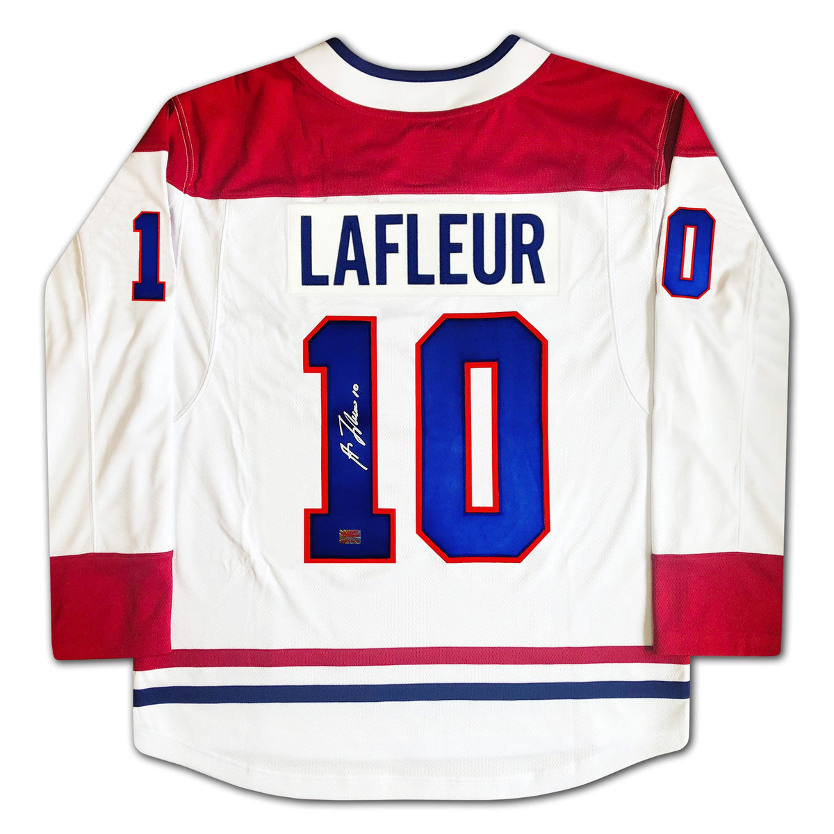 MAILLOT BLANC DES CANADIENS DE MONTRÉAL AUTOGRAPHIÉ PAR GUY LAFLEUR – ARTICLE DE COLLECTION (TAILLE L OU XL)
