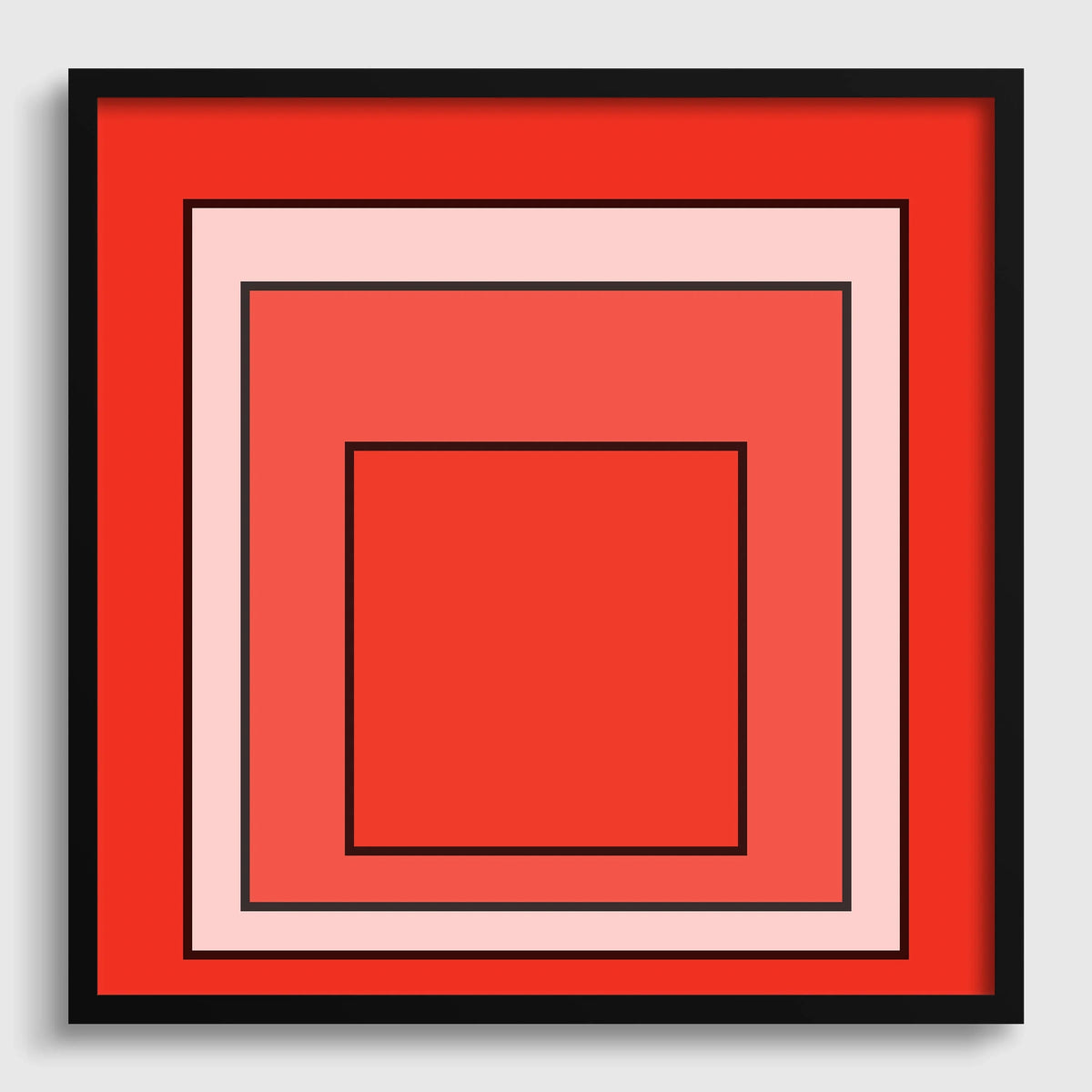 Josef Albers Inspired ‚ Metro‚Äô Homage to the Square Giclee Print: Mid-Century Modern Orange Art (1x1)