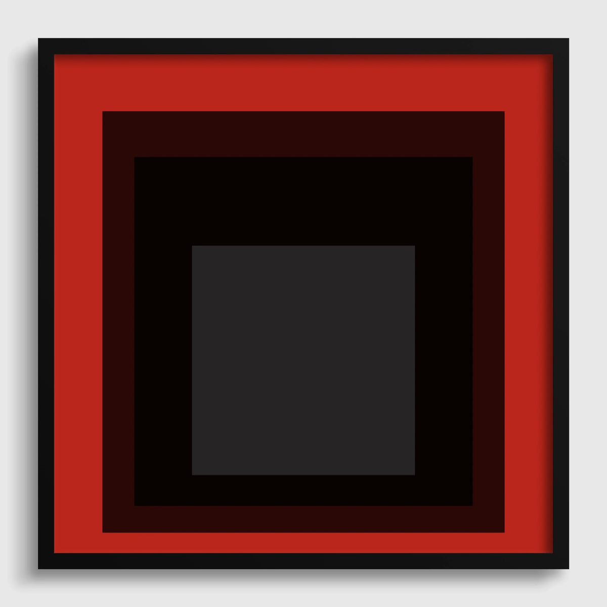 Josef Albers Inspired 'Sly' Giclee Print: Mid-Century Modern Red Square Art (1x1)