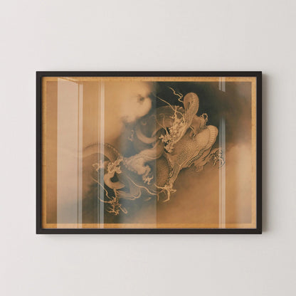 Estampe "Deux dragons dans les nuages" : Kanō Hōgai Giclée