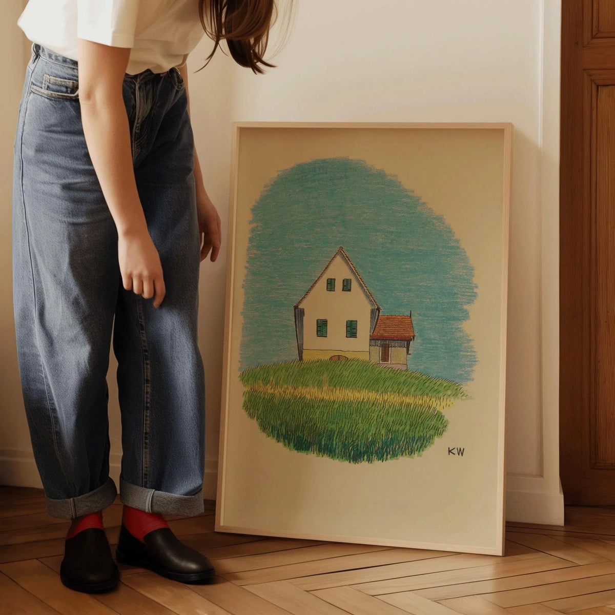 Karl Wiener House Print: Minimalist Cartoon Art, Giclee Fine Art