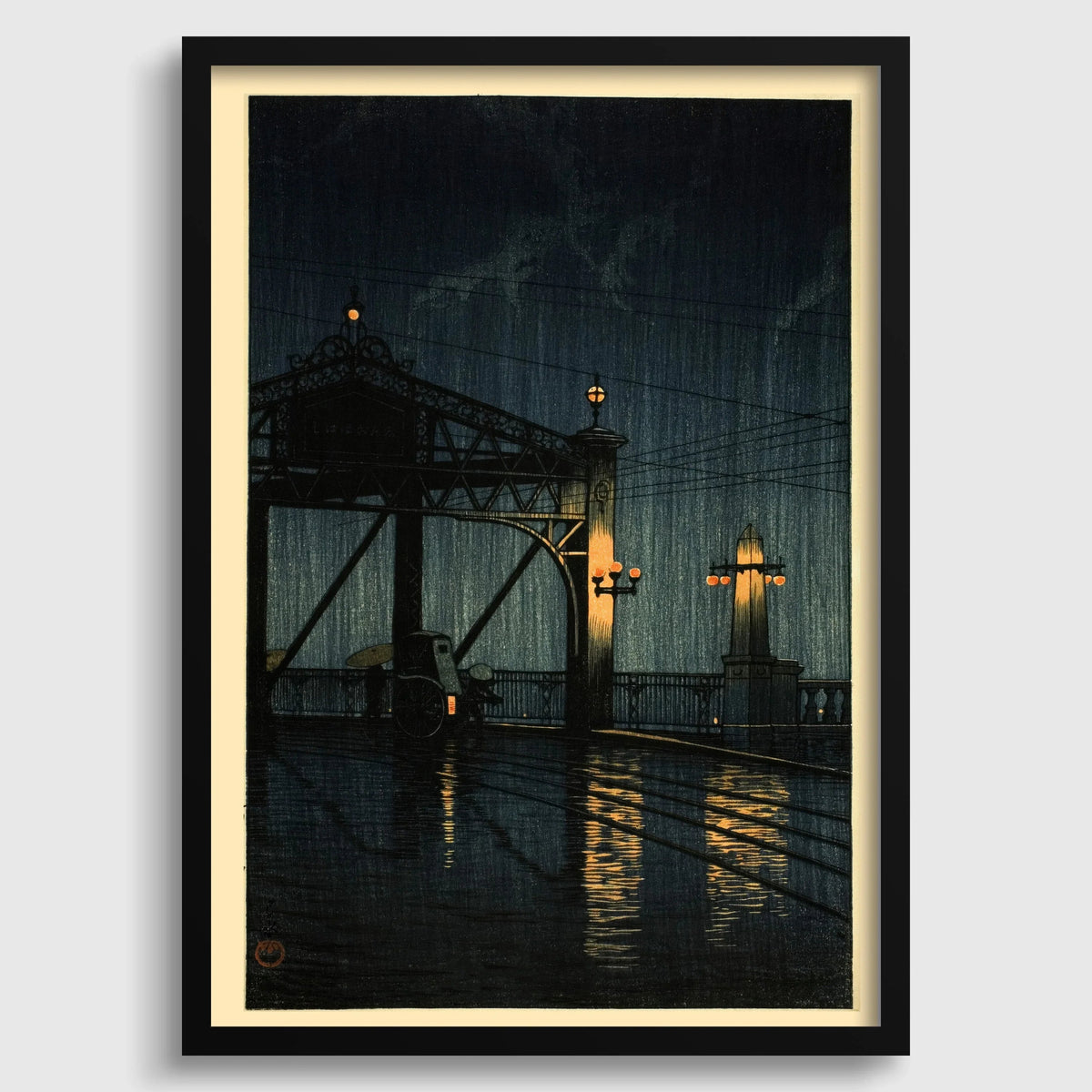Kawase Hasui Shin Ohashi Bridge Print: Vintage Japanese Woodblock Art