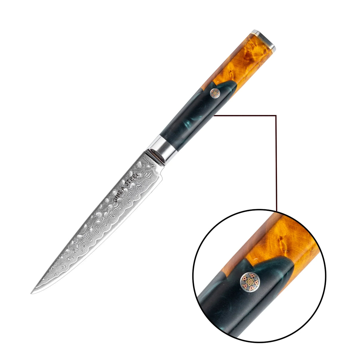 Kaze Katana Utility Knife 6″ | Damascus Steel by Ginza Steel
