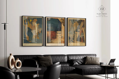 Lot d'estampes d'art de collages de Kurt Schwitters : Style Bauhaus Dadaïsme
