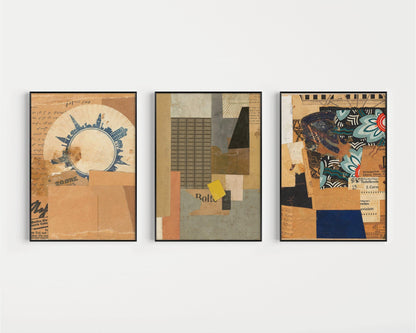 Ensemble d'impressions de collages Bauhaus de Kurt Schwitters : Art dadaïste vintage