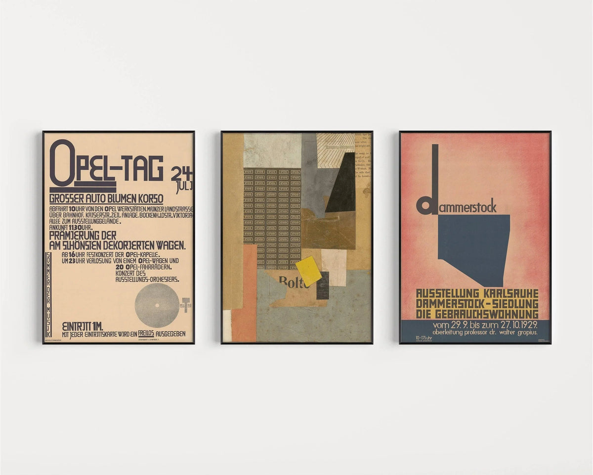 Kurt Schwitters DÉCLARATION TRIO Style Bauhaus | | Art collage constructiviste dadaïste (cadre disponible ou sans cadre)