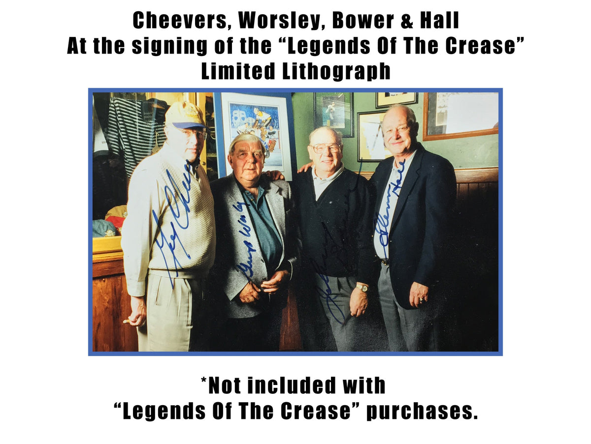 LITHO ORIGINALE SIGNÉE DES SIX JOUEURS : BOWER, CHEEVERS, HALL, WORSELY (24 PO X 20 PO)