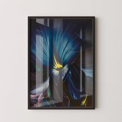 Leon Carrol - Dauphinelle Chinoise | Une Magnifique Peinture d'un Bleu Marine Intense en Superbe Impression Giclée (disponible encadrée à la main ou non encadrée)