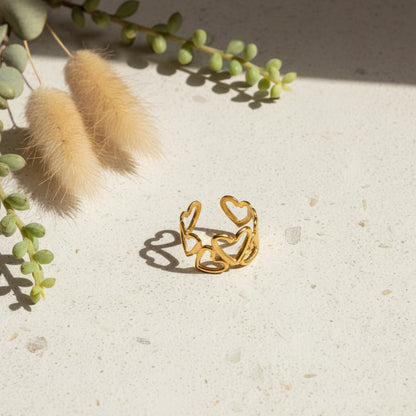 Multi Heart Ring - Gold Plate