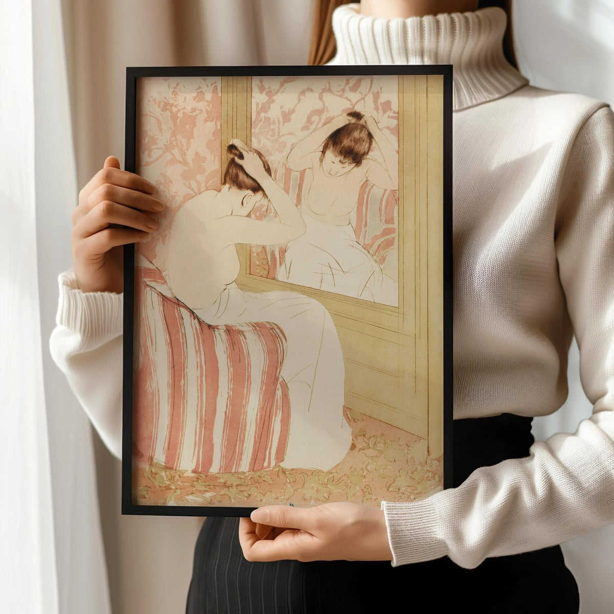 Mary Cassatt - La Coiffure | Famous Impressionist Art (available handframed or unframed)