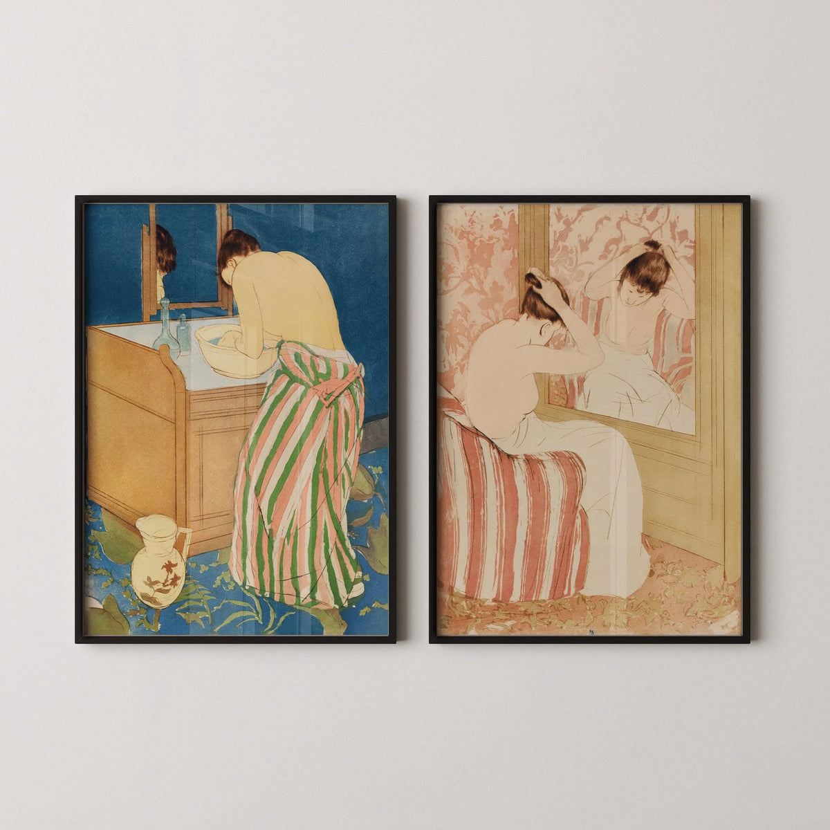 Mary Cassatt STATEMENT DUO - Woman Bathing and La Coiffure |  | Famous Impressionist Art available framed