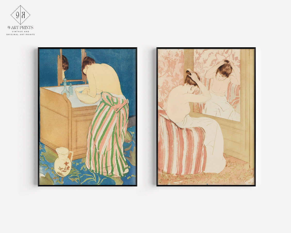 Mary Cassatt STATEMENT DUO - Woman Bathing and La Coiffure |  | Famous Impressionist Art available framed