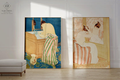 Mary Cassatt STATEMENT DUO - Woman Bathing and La Coiffure |  | Famous Impressionist Art available framed