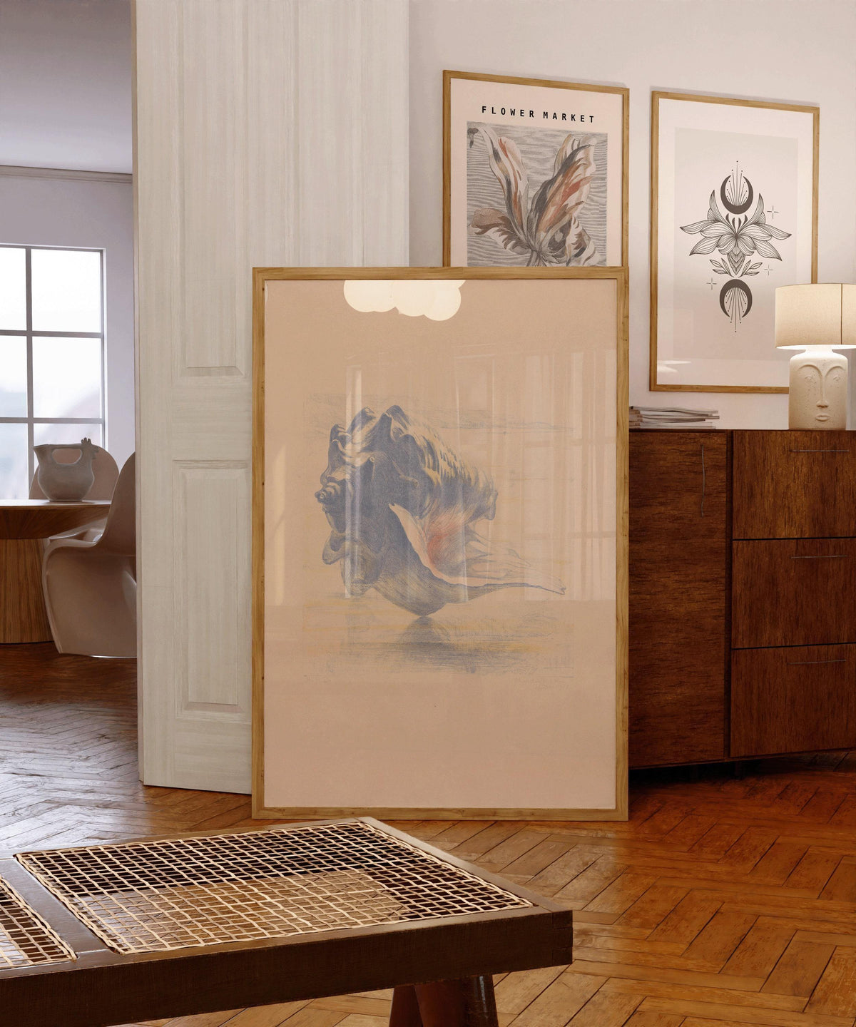 Seashell Art Print: Maurits van der Valk, Beige and Blue