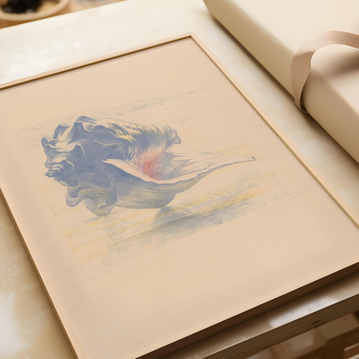 Seashell Art Print: Maurits van der Valk, Beige and Blue