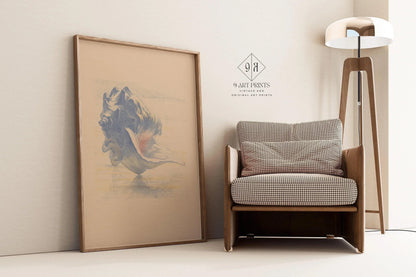 Seashell Art Print: Maurits van der Valk, Beige and Blue