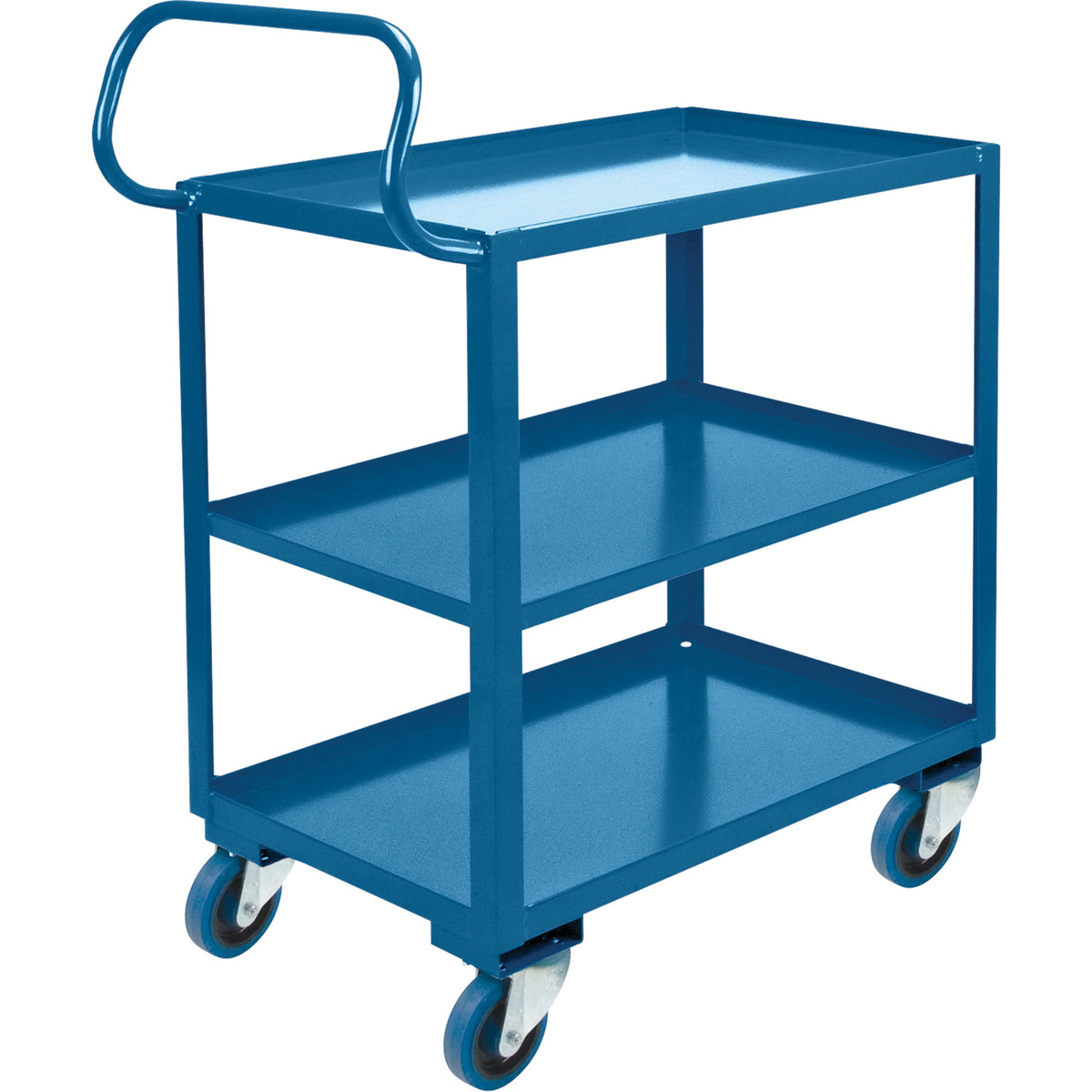 Chariot à étagères ergonomique, capacité de 362 kg, acier, 50,8 cm L x 94 cm H x 81,3 cm P, rebord vers le haut