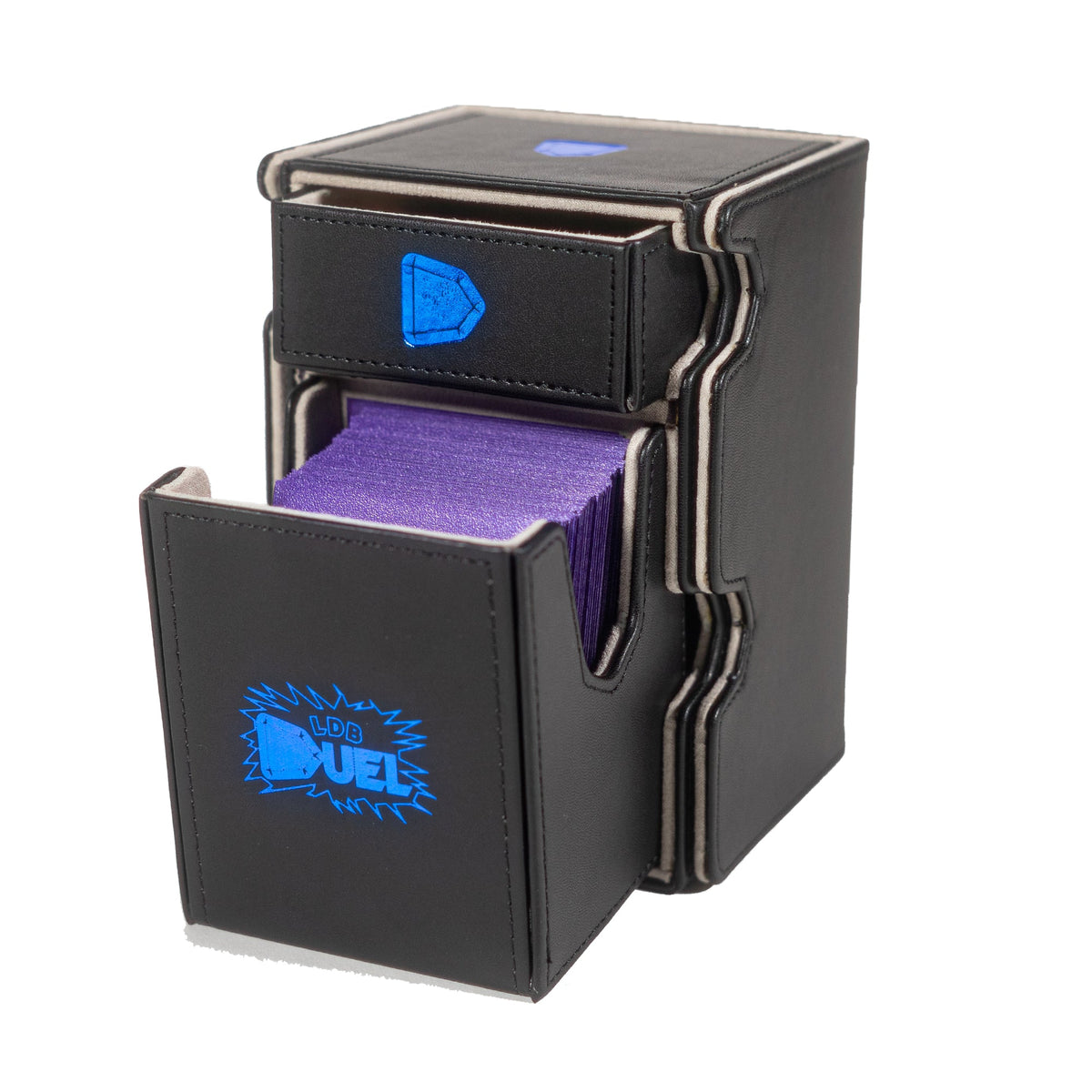 Black - Mach 3 - Deck Box - Holds 100 Double Sleeved Cards - Magnetic Removable Lid