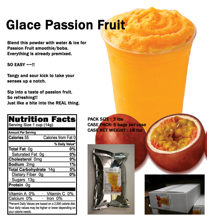 Passion Fruit 4 in 1 Mix for Bubble Tea, Smoothies, Lattes and Frappes, 3 lbs. Bag (Case 6 x 3 lbs. Bags)  - Multi-Use Powdered Beverage Mix - Ships Free Within Canada on Orders Above CAD $199