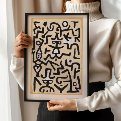 Paul Klee - Affiche de comédien | Art abstrait moderne beige neutre (disponible encadré à la main ou non encadré)