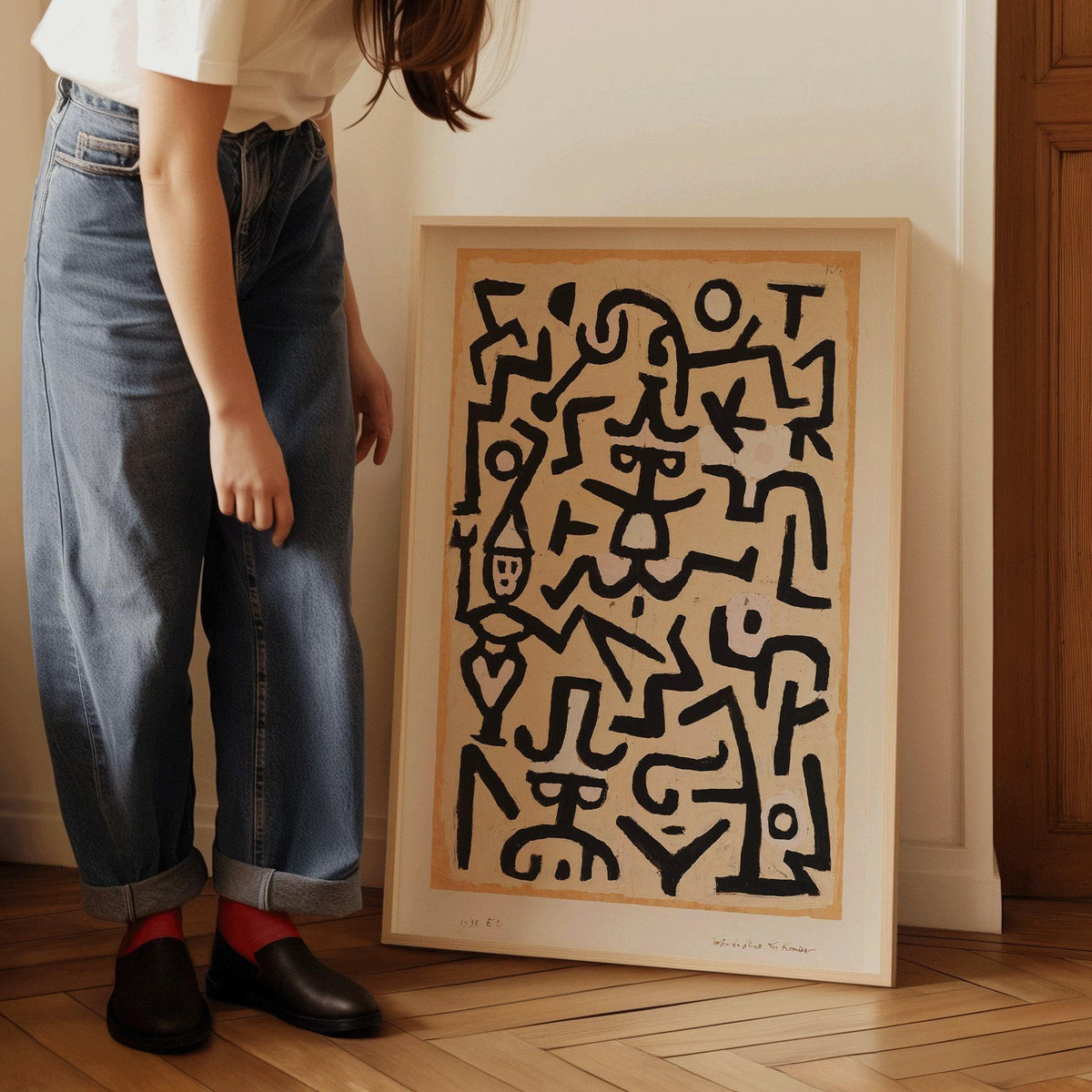 Paul Klee - Affiche de comédien | Art abstrait moderne beige neutre (disponible encadré à la main ou non encadré)