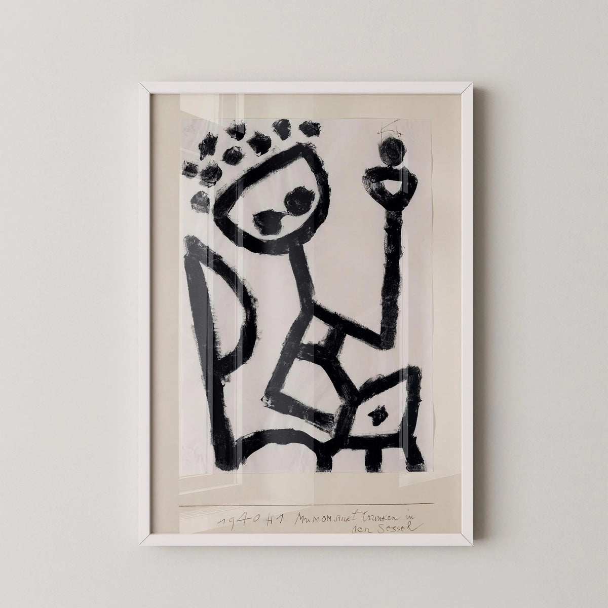 Estampe de Paul Klee : Mumon sombre ivre, art abstrait minimaliste