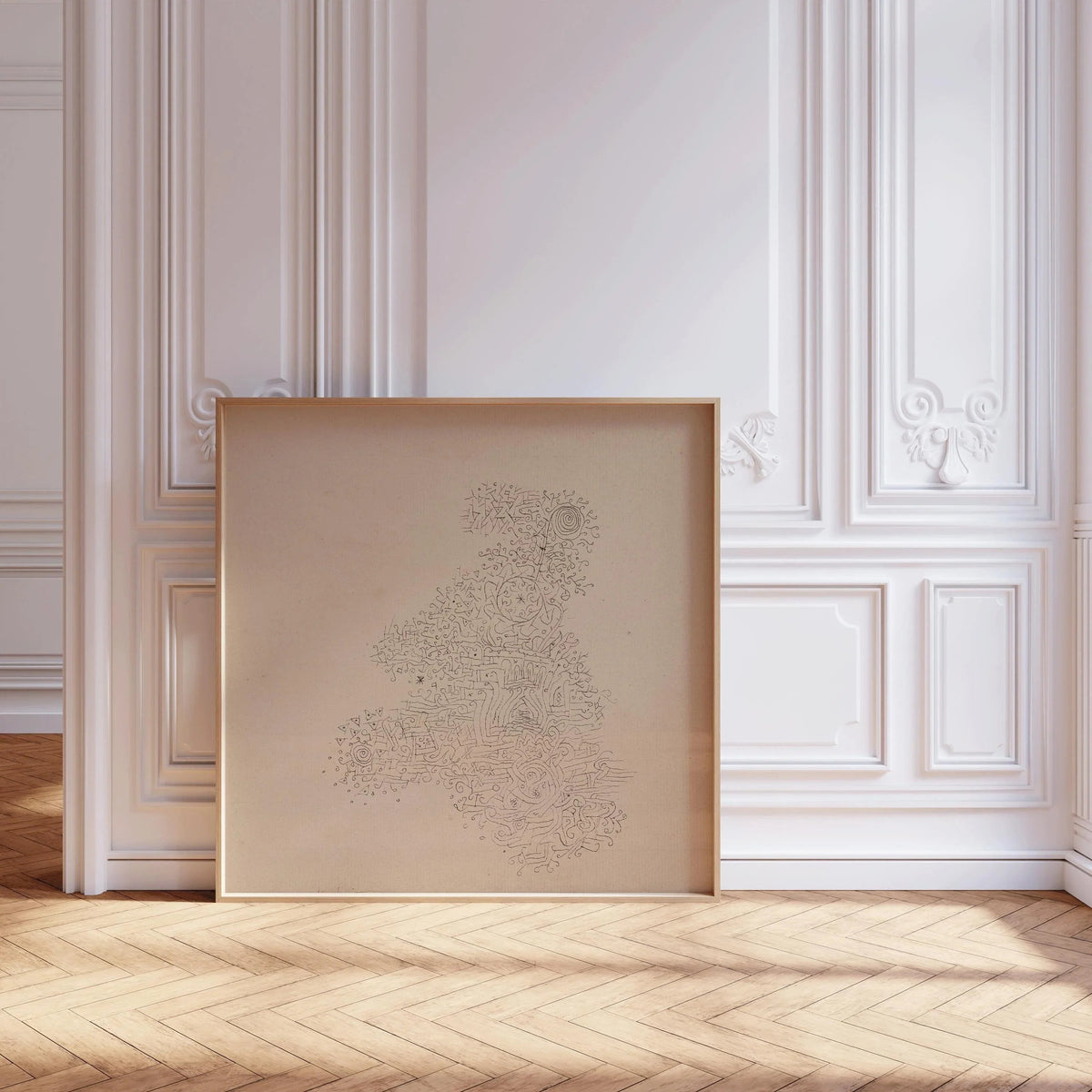 Paul Klee Rosenhag Print: Beige & Black Mid-Century Modern Sketch