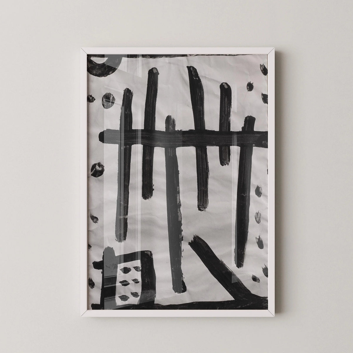 Estampe d'art abstrait en noir et blanc de Paul Klee : Composition géométrique