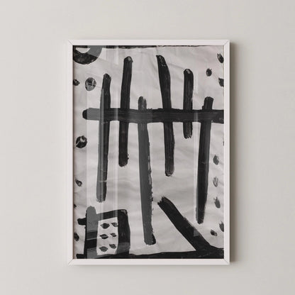 Estampe d'art abstrait en noir et blanc de Paul Klee : Composition géométrique