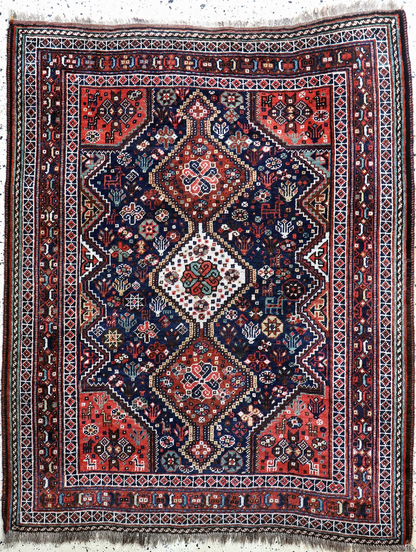 Persian Qashqai Rug | 4' x 5' 1"