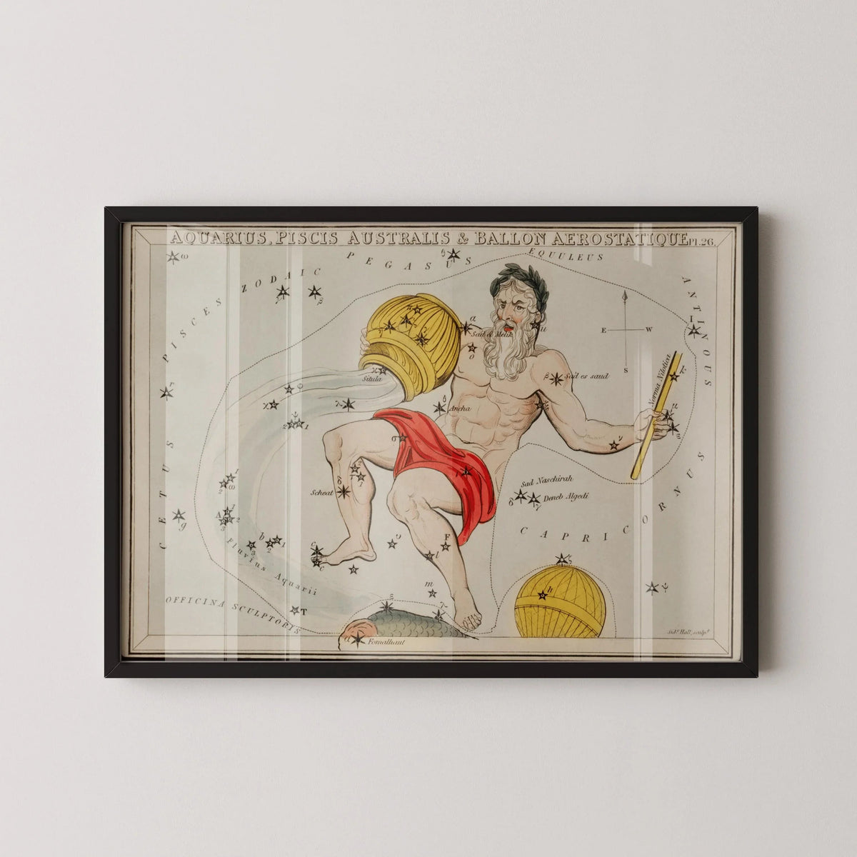 Personalizable Vintage Astrological Sign Print - Aquarius | Sidney Hall Art (available handframed or unframed)