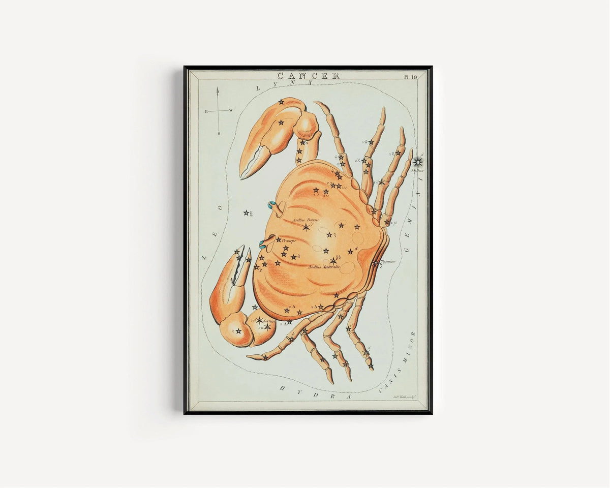Personalizable Vintage Astrological Sign Print - Cancer | Sidney Hall Art (available handframed or unframed)