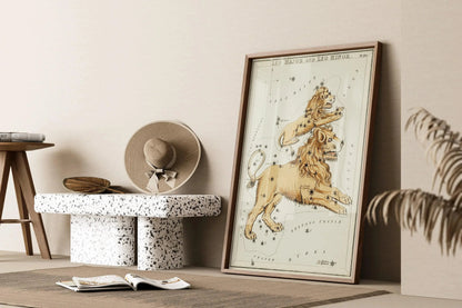 Impression personnalisable de signe astrologique vintage - Lion | Sidney Hall Art (disponible encadrée à la main ou sans cadre)