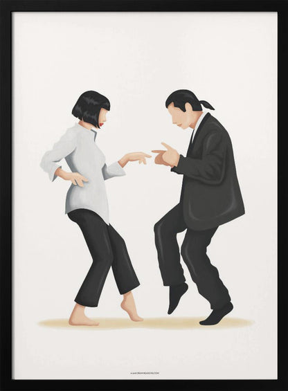 Pulp Fiction Dance Scene Canvas Wall Art | Mia & Vincent Minimalist Pop Culture Print